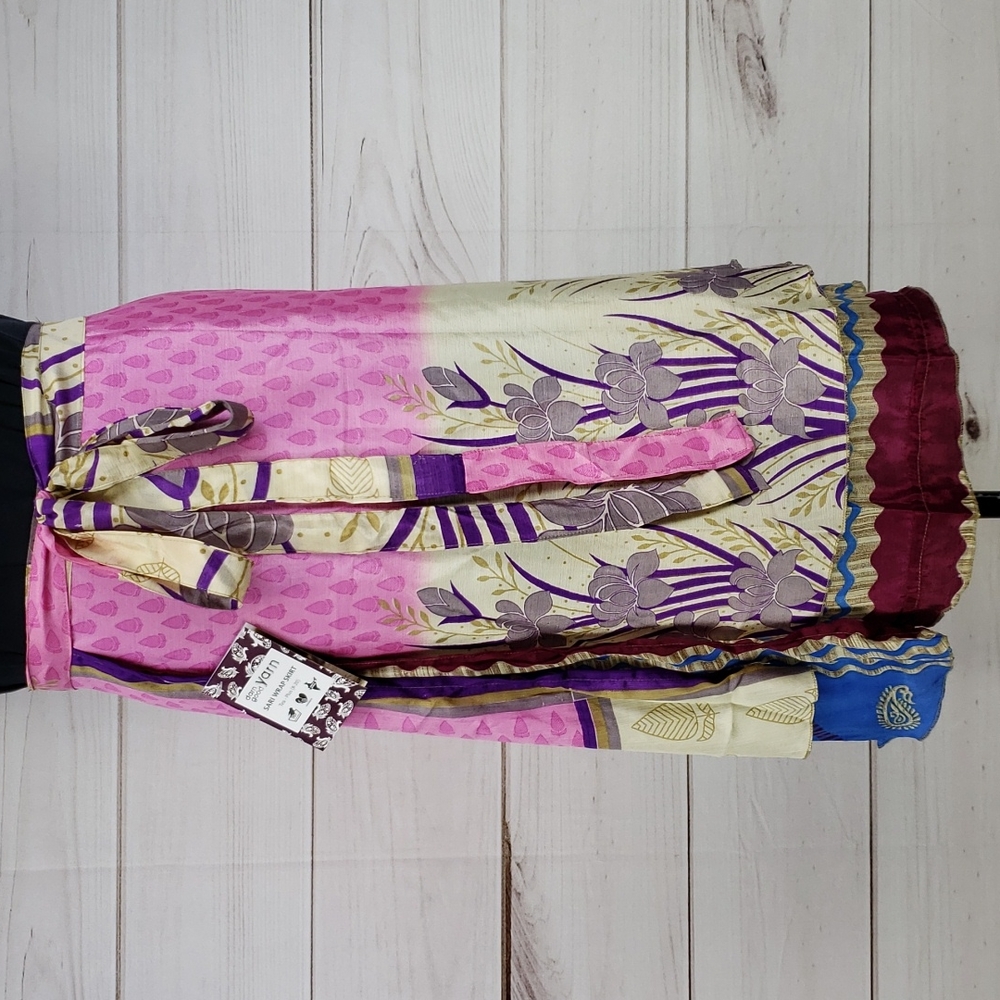 Darn Good Yarn Sari Silk Wrap Skirt Tea XL/Plus